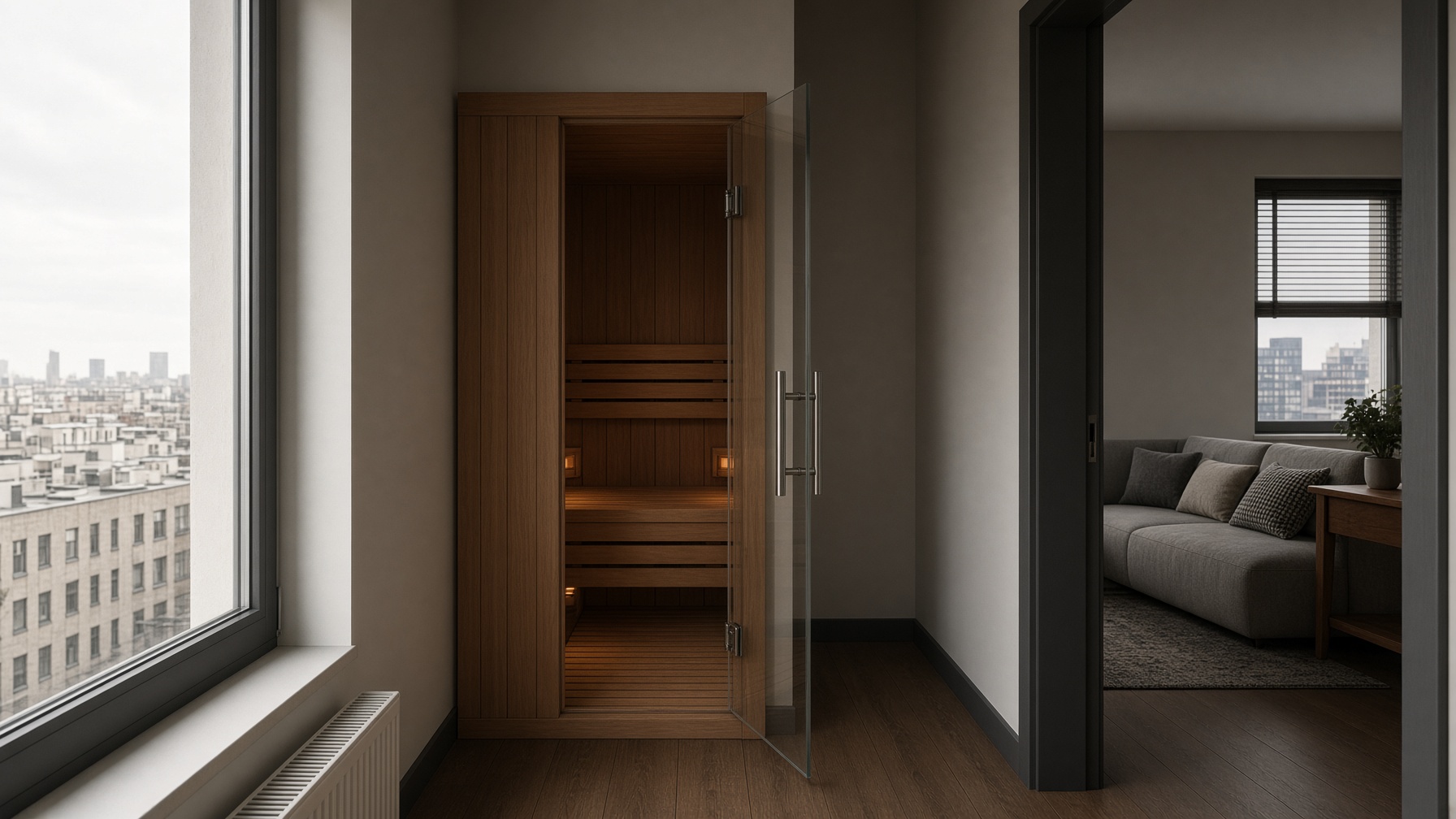 Infrared sauna for a basement